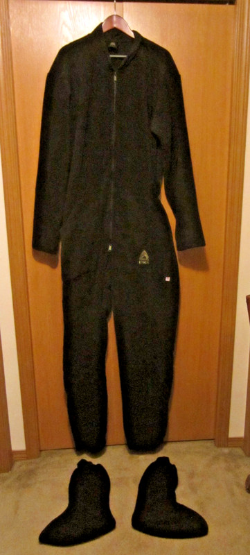 USIA Dry Suit Liner Exotherm Coveralls Black Fleece Oregon XXL w/ Booties XL