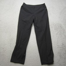 St. John Caviar Pants Womens 8 Black Emma Trouser Stretch Wool Blend Flat Front
