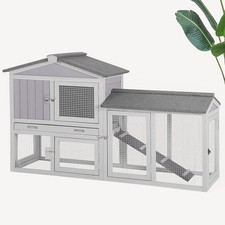 Chicken Coop with Run for 2 Chickens Outdoor Wooden Hen House 6 Access Doors