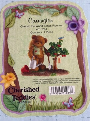 Cherished Teddies Bear Carrington Cherish the World Series 4019254 NEW T