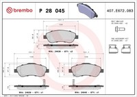 Brembo P 28 045 Bremsbelagsatz, Scheibenbremse For Honda