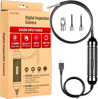 8.5MM Ultra-Slim USB Industrial Endoscope, 2MP 1920x1080, IP67 Borescope