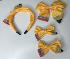 Pencil Design Headband and Bows Set