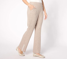 Isaac Mizrahi Live Rib-Knit Pull-On Bootcut Pants -Women's 2X Petite - Taupe