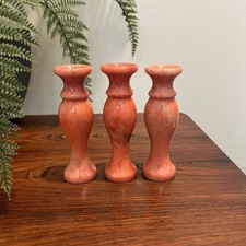 Set of 3 Vintage Colored Stone Marble Bud Vases or Candle Holders