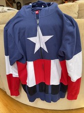 Captain America Marvel Hoodie Mad Engine Full Zip Sweatshirt Face Mask Men  s LG.