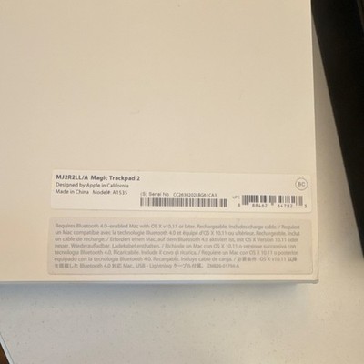 Apple Magic Trackpad 2 MJ2R2LL/A Bluetooth Wireless Rechargeable Silver