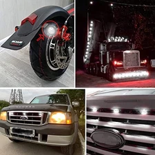 10PCS Round White Smoke LED Side Marker Clearance Light for Truck Trailer Pickup