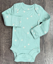 Baby Girl Clothes Nwot Carter's Preemie Light Green Flower Bodysuit