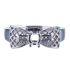 Oval Shape 8x6mm 4-Prong Semi Mount Ring 925 Silver Fluid Bypass Swirl Band