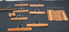 Lot 7 Vintage WOODEN Pants/ Skirt CLAMP HANGERS  8 Cedar Pieces For Wool