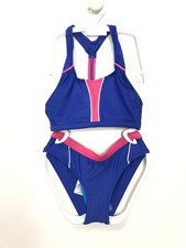 Arena Girls' Swimsuit Sporty 1 JR Thin Strips, Pink/Blue, 140 cm UK/USA 26