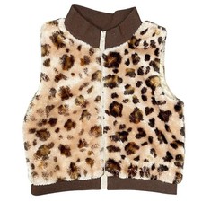 Vintage 2000s 90s Girls Cheetah Print Fluffy Vest Sz 5