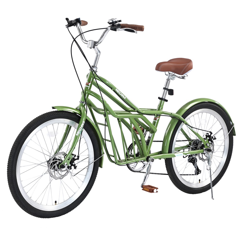 Shimano 6-Speed 24" Commuter Bike for Small Adult，Disc Brakes,Steel City Bicycle
