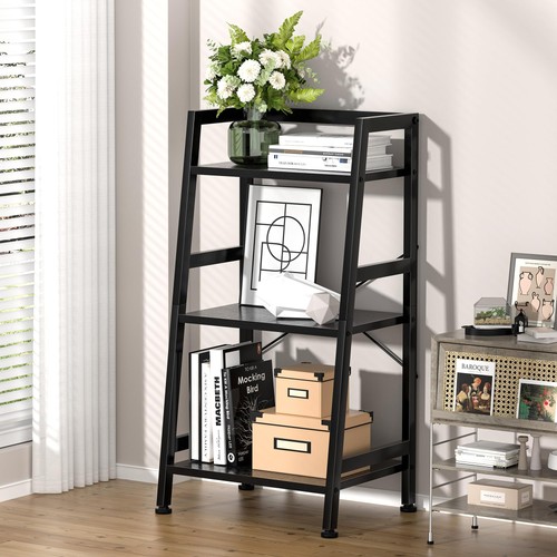 3-Tier Bookshelf, Ladder Shelf, Stand up Shelves, Industrial Bookcase with St... - Picture 2 of 9