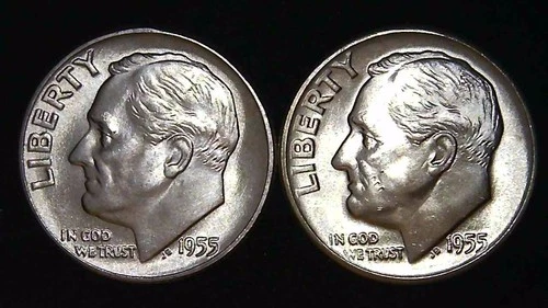 1955-P  D 10C Roosevelt Dime (2  Coins) BU 90% Silver 26ctt0111-4