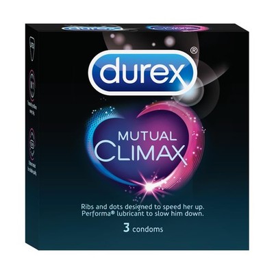 Durex Mutual Climax Condoms 3 Count - Extra Dotted, Ribbed, Long Lasting