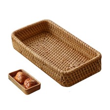 Rattan Bathroom Vanity Tray,Serving Vanity Basket,Bathroom Tray for Counterto...