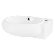 Lavabo in ceramica bianco mini lavandino da appoggio a destra 43x28 cm per bagno