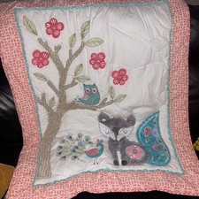 Levtex baby blanket crib or floor quilt fox owl peacock The Woodlands