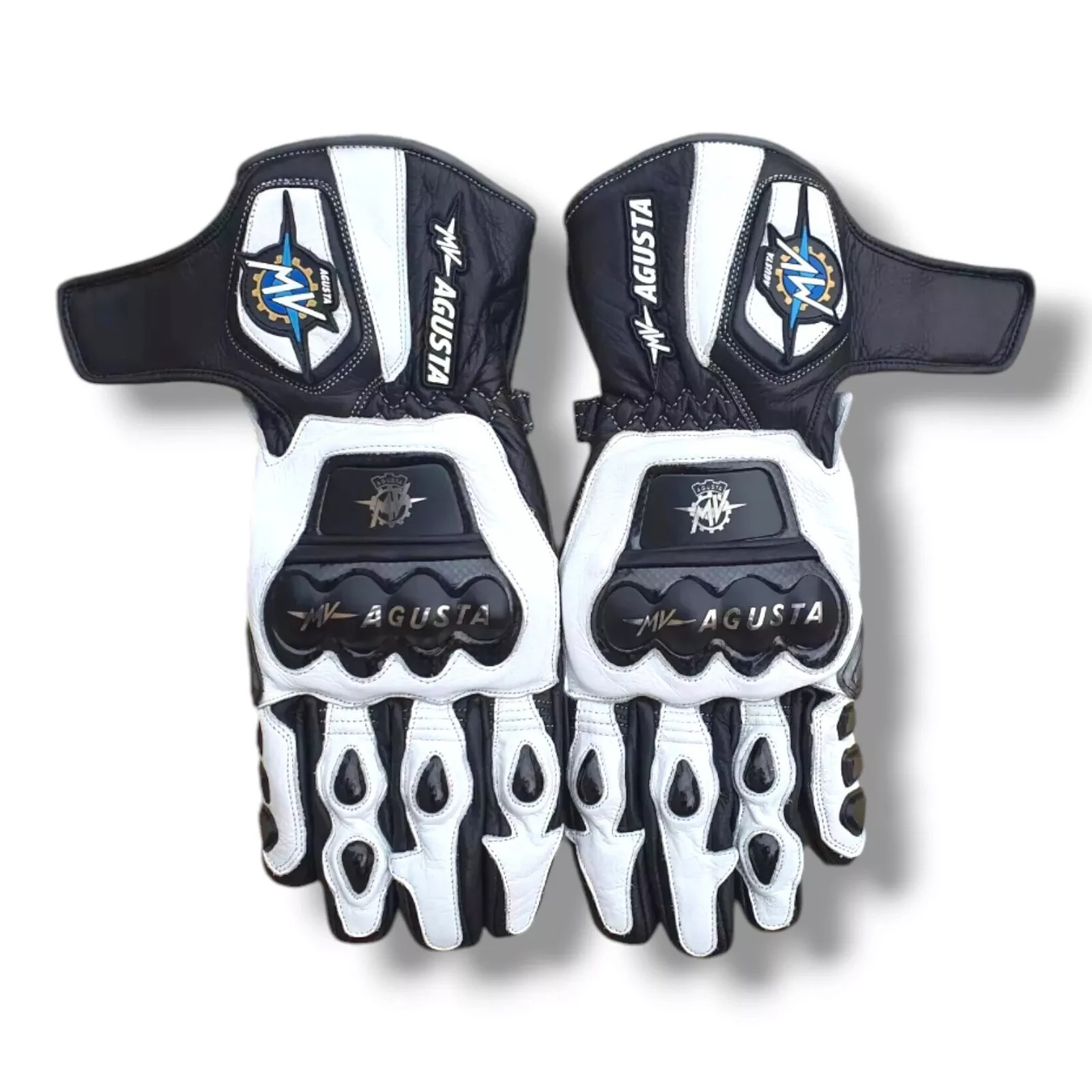 Gants en cuir pour moto MV AGUSTA noirs : roulez avec le style des circuits au quotidien