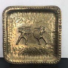 Brass Hammered Decorative Wall Hanging Plaque Hoplite Arts & Crafts Embossed