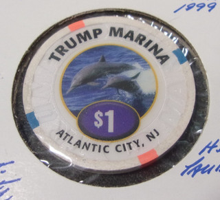 TRUMP MARINA CASINO 1999 $1 hotel casino gaming poker chip Atlantic City NJ
