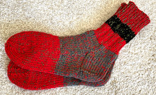 M L 9 10 1/2 Hand Knitted Knit Handmade Mens Warm Boot Slipper Socks Wool Yarn