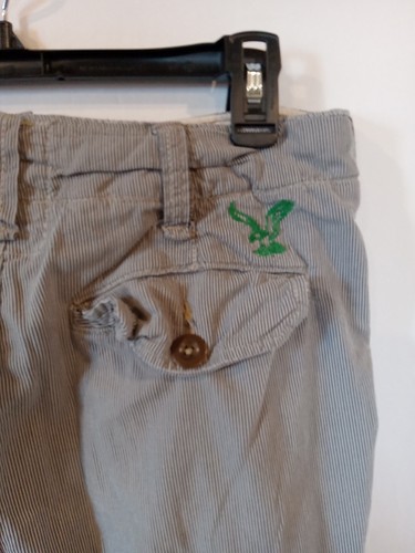 American Eagle Cargo Shorts Men 40 Gray Hickory Striped 100% Cotton Pockets Long - Bild 8 von 11
