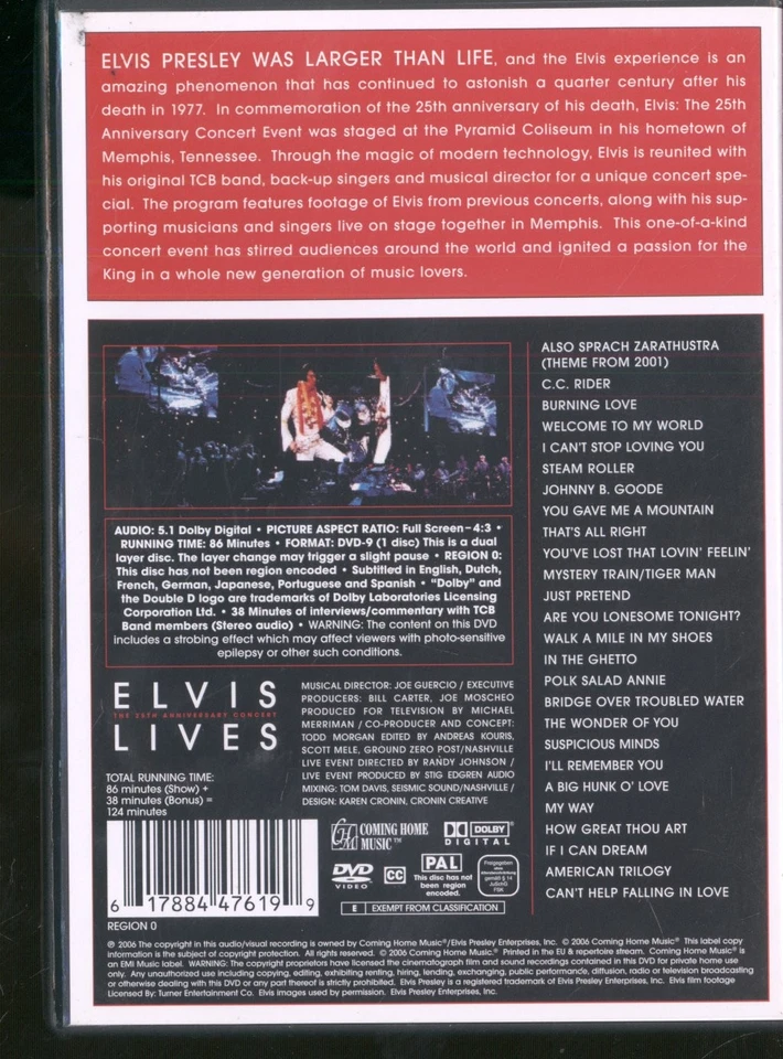 Elvis Presley Elvis Lives DVD Europe Coming Home Music 2006 pal format 0 region - Bild 2 von 2