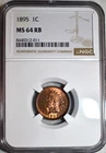 NGC MS-64 RB 1895 Indian Head Cent, Fiery, 70% Red specimen!