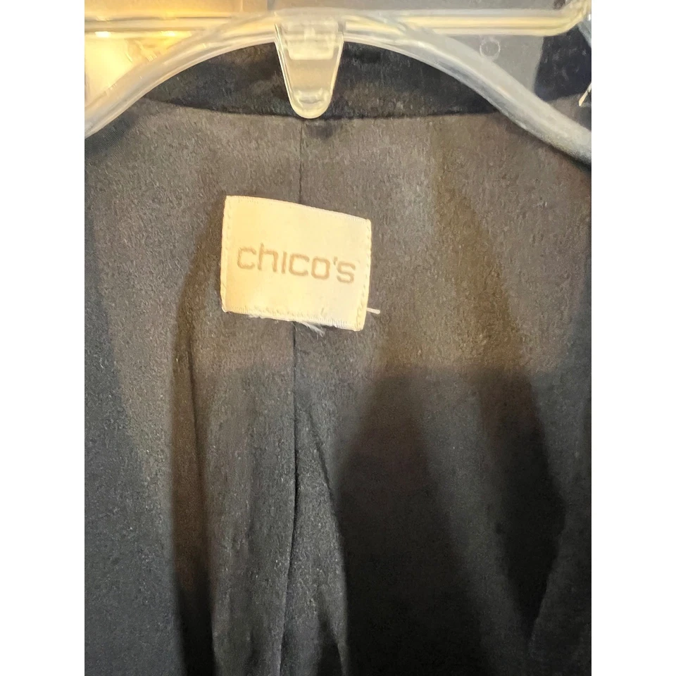 Blazer Chico's Terciopelo Negro Dorado Botones Grande Doble Pecho Glamour Vacaciones Foto 3 de 4