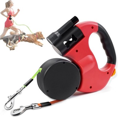 2in1 Dual Automatik Hundeleine Flexi Rollleine Gurtleine Doppelleine für 2 Hunde