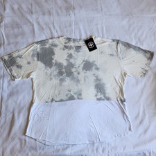 Affliction Standard Series Women's L White Grey Tie-Dye T-Shirt Biker USA Made