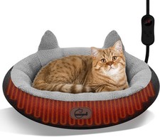 Heated Cat Bed Small Size Cats Heated Pet Bed W/ Timer  Temp Adjustable