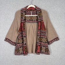 Free People Fair Isle Cardigan Sweater Small Wool Boho Southwestern Aztec Artsy