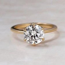 Genuine 14k Yellow Gold Solitaire 100% 1.50ct Natural Diamond Weddig Gift Ring
