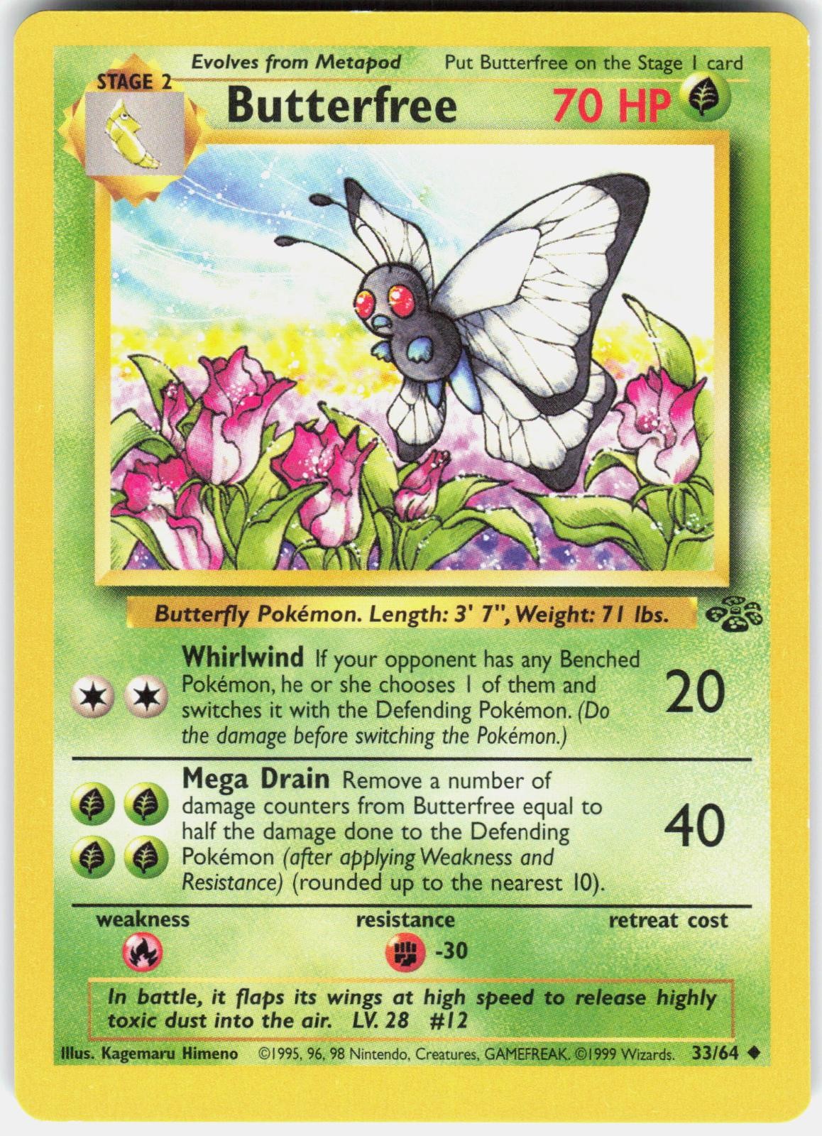 Butterfree 33/64 Uncommon Jungle Pokemon Unlimited LP