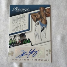THADDEUS YOUNG 2014-15 PRESTIGE BONUS SHOTS Minnesota T-WOLVES AUTO #D /49 NBA 