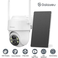 Galayou 2K 3MP Solar Security Camera WIFI 360° Pan/Tilt Home Outdoor Wireless