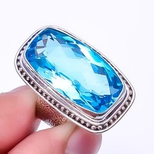 London Blue Topaz 925 Sterling Silver Handmade Ring S.8 R2417741, Christmas Gift