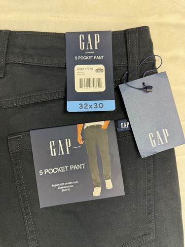 GAP Pants Men 32x30 Black Gapflex Stretch Classic Slim Fit Straight Leg Soft New - Picture 9 of 9
