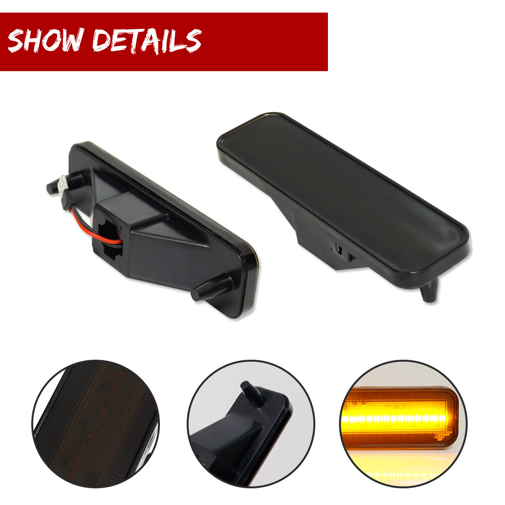 Smoked Amber Front Bumper Side Marker Lights & ABS Housing
