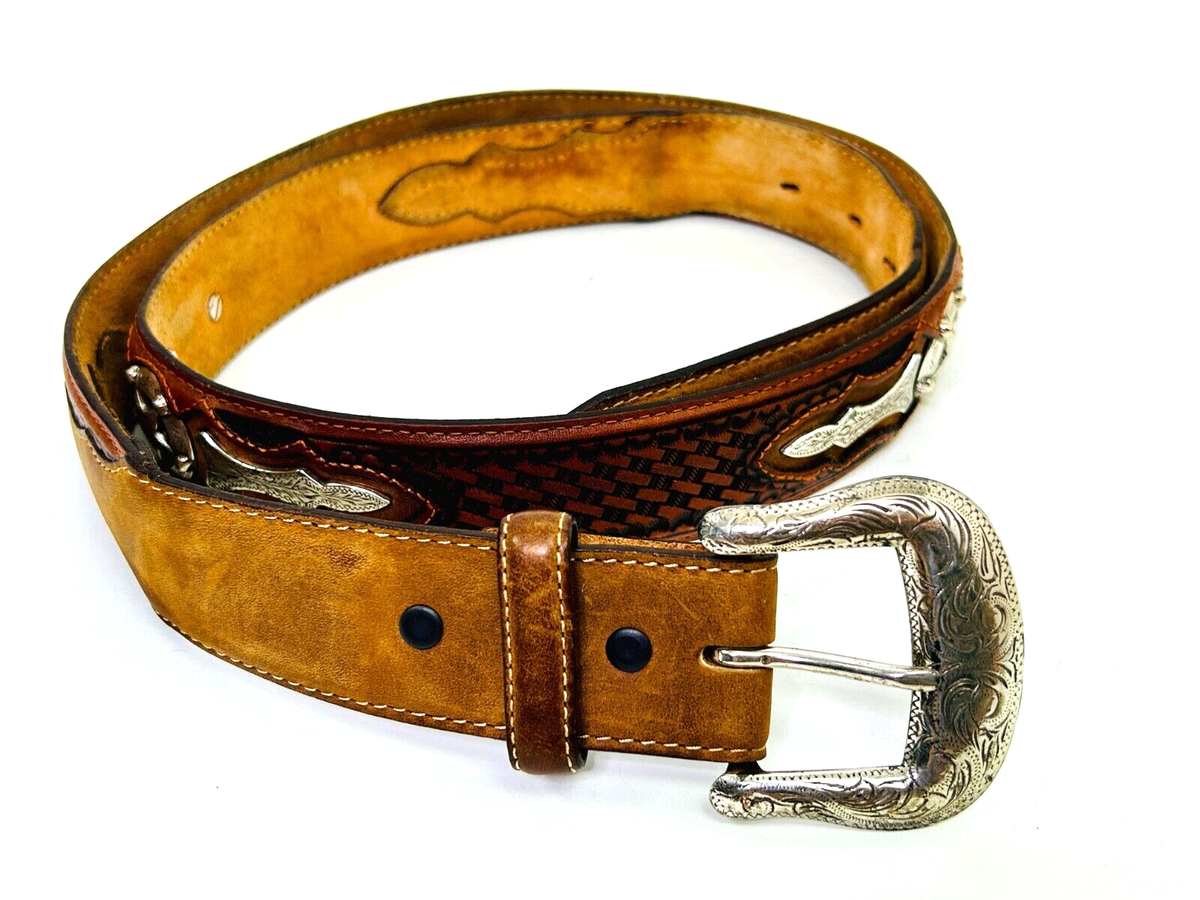 Justin Vintage 1994 Odessa Star Brown Basket Weave Western 