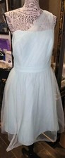 David’s Bridal Mint Green One Shoulder Bridesmaid Dress Size 12 Short Tulle