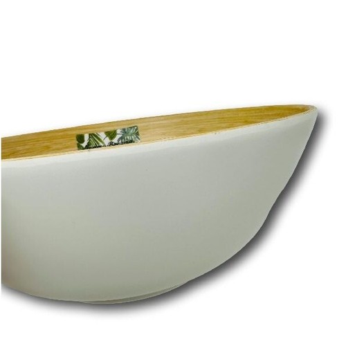 "Tazón para servir melamina Tommy Bahama grano de madera blanco 11" - Imagen 4 de 4