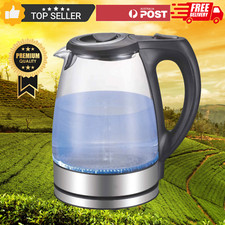 Glass Electric Kettle 2L Hot Water Boiler Fast Boiling LED Lights Auto Shut-Off