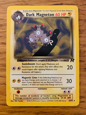 dark magneton pokemon card value Lv.26 No.082 Old Back Nintendo EX-VG Japane Featuring a striking image of the captivating character POKEMON CARD DARK MAGNETON TEAM