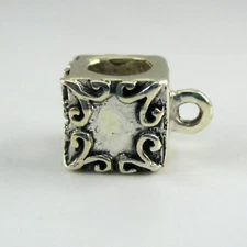 Sterling Silver VICTORIAN BOX Charm Bead for Bracelet HANGER Holder ADAPTER New