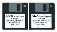 Akai S1000 / S3000 Set of Two Floppy Disks Vintage Roland Jupiter 6 WOSV81026